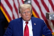 Republican presidential nominee former President Donald Trump listens at a business roundtable discussion at a campaign event at Precision Components Group, Monday, Aug. 19, 2024, in York, Pa. (AP Photo/Julia Nikhinson)