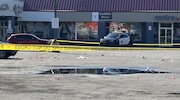 Two men were shot -- one died -- at Valley Plaza on South Salina Street in Syracuse early Sunday, June 16, 2024. Photos were taken Sunday morning.