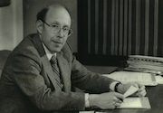 Manlius Judge Franklin Josef at his desk in 1985.  Syracuse Post-Standard