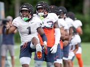 Syracuse Orange running back LeQuint Allen (1) . Practices continue for the Syracuse Football tea, as they prepare for the first game against Ohio University,
Dennis Nett | dnett@syracuse.com