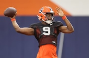 Syracuse Orange quarterback Michael Johnson Jr. (9). Practices continue for the Syracuse Football tea, as they prepare for the first game against Ohio University,
Dennis Nett | dnett@syracuse.com