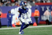 New York Giants cornerback David Long Jr. (20) in action during an NFL pre-season football game against the Detroit Lions Thursday, Aug. 8, 2024, in East Rutherford, N.J. (AP Photo/Adam Hunger)