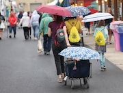 In this 2023 file photo, fairgoers at the New York State Fair dealt with rain and cool temperatures. The conditions will be similar on opening day this year.  Dennis Nett | dnett@syracuse.com