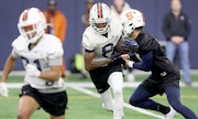 Wide receiver Zeed Haynes (8). The 2024 Syracuse football team continues their spring football practices at the Ensley Athletic Center. . March 23, 2024. . (Dennis Nett | dnett@syracuse.com)