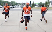 Syracuse Orange linebacker Marlowe Wax (2) heads to practice. The Syracuse football team start the second day of practices for the 2024 season. It will be Fran Brown’s first season as head coach. Dennis Nett | dnett@syracuse.co