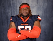 Defensive lineman Braylen Ingraham poses during Syracuse media day July 16 at the Ensley Athletic Center. Ingraham's football career is over due to an Achilles tear. 