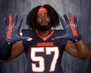 Syracuse media day held at the Ensley Athletic Center, July 16, 2024.
OL Da’Metrius Weatherspoon (57)