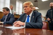 Former President Donald Trump appears at Manhattan criminal court during jury deliberations in his criminal hush money trial in New York City, May 30, 2024. (Steven Hirsch | New York Post via AP, Pool)